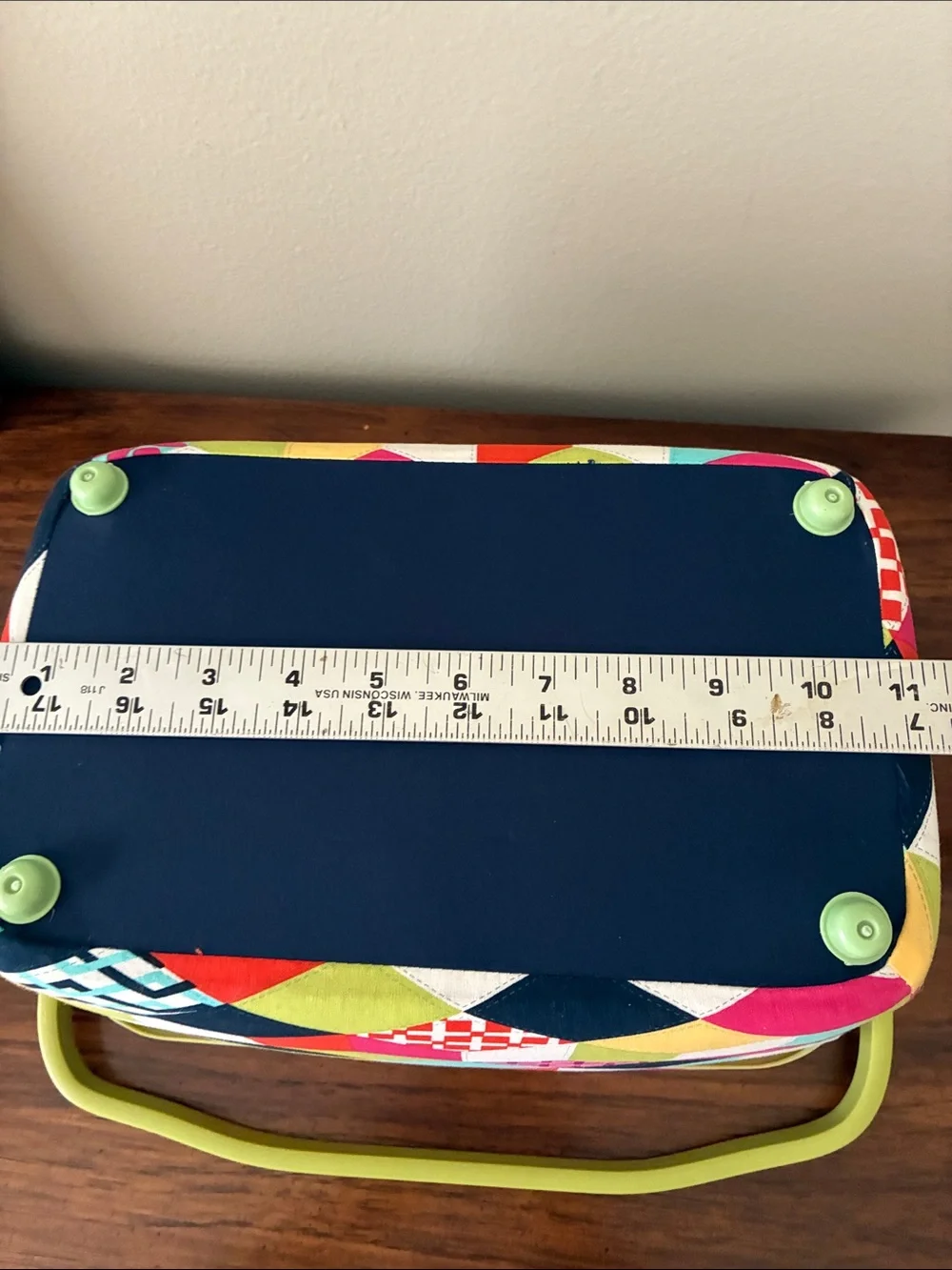Vintage Style Multi-Color Geometric Fabric Sewing Basket W/Tray Pincushion